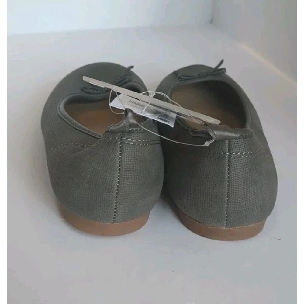 NWT Oshkosh Ballerina Flats Girls 1M Dress Sandals Bow Slip On Dark Grey NEW